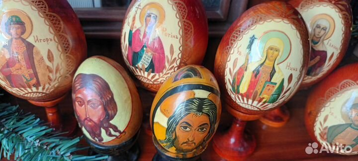 Церковные Яйца с ликом святого именные