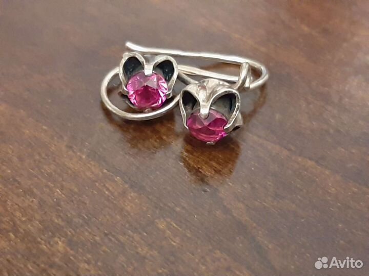 Серебряные серьги СССР 875 пробы с позолотой