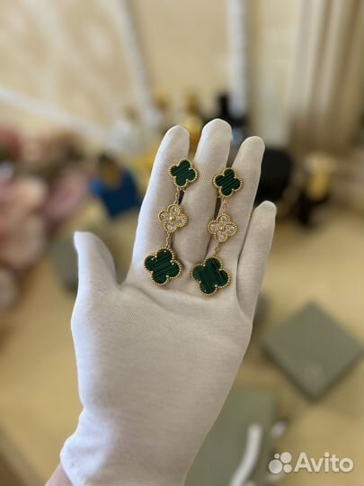 Серьги Van Cleef, малахит