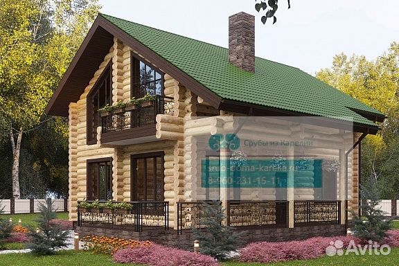 М-Красивый современный дом из бревна Д-49