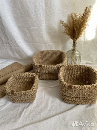 Корзина плетеная, вязаная, для хранения, бельевая