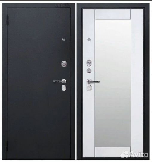 Входная дверь Эдельвейс с зеркалом в 3-х цветах