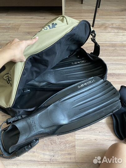 Гидрокостюм tribord маски, трубка, ласты, сумка