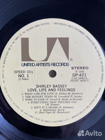 Jazz:Shirley Bassey–Love Life And Feelings75 J MT