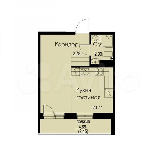 Квартира-студия, 28,9 м², 3/12 эт.