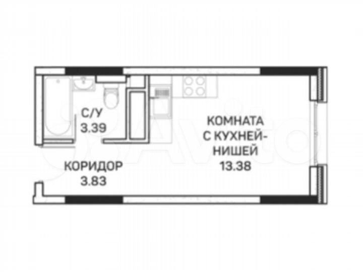 Апартаменты-студия, 20,6 м², 7/8 эт.