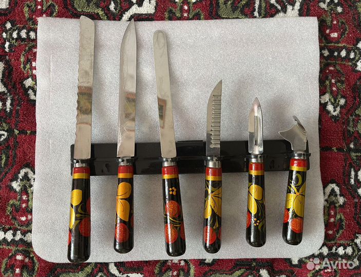Набор кухонных ножей СССР хохлома