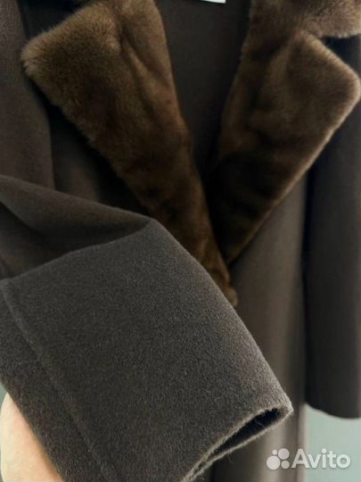 Пальто Мах Mara кашемир, мех, альпака