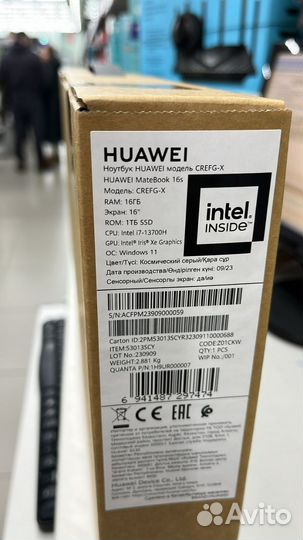 Ноутбук huawei MateBook 16S i7 13700H/16/1T