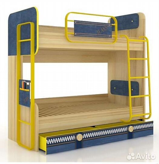Кровать двухьярусная, шкаф, шкаф-пенал Джинс