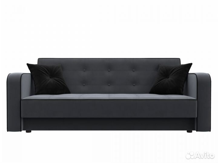 Диван-книжка Тур, велюр, серый, черный, черный