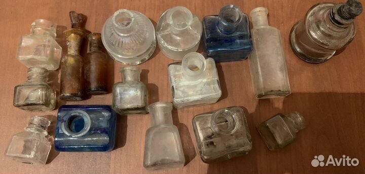 Старинные Немецкие Пузырьки, Бутылки, Чернильницы