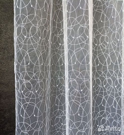 Тюль новый, паутинка с вышивкой готовый