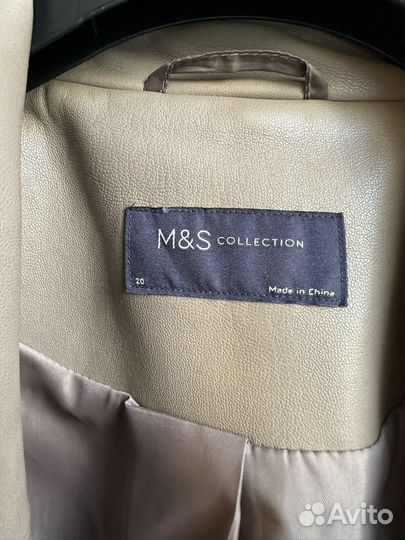 Кожаный плащ женский m&s 20