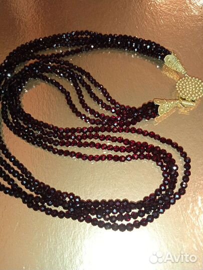 Бусы винтажные гранатовое стекло Чехословакия