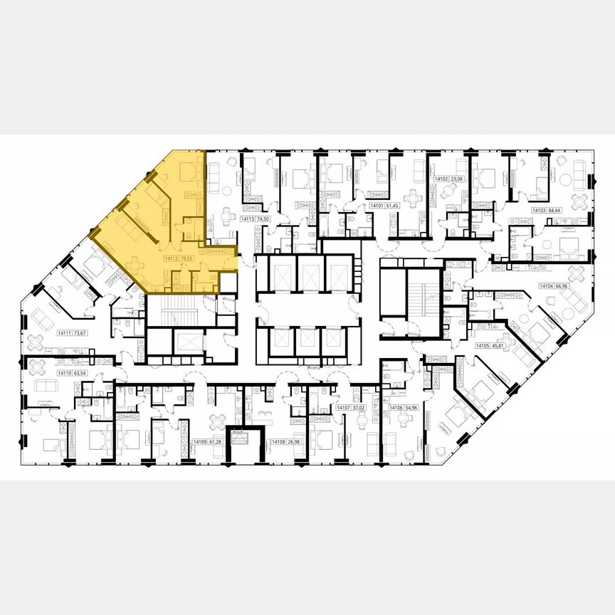 2-к. квартира, 79 м², 41/55 эт.