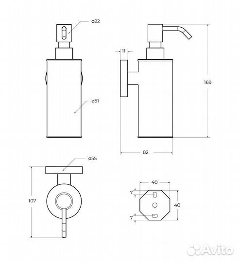 Диспенсер для мыла подвесной Cezares Relax relax-sois-M-NOP черный матовый