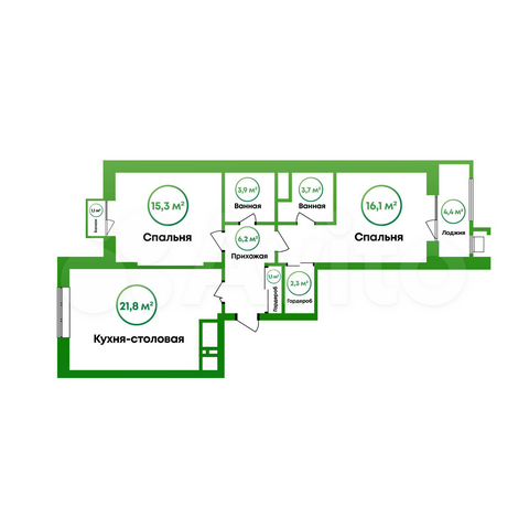 2-к. квартира, 72,9 м², 3/16 эт.