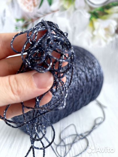 Пряжа для вязания французский хлопок с люрексом