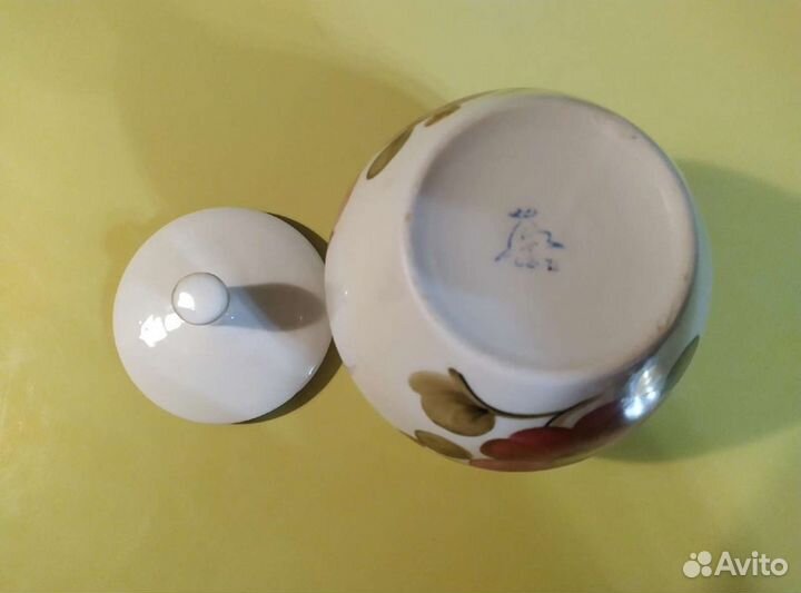 Сахарница фарфор ручная росписьссср