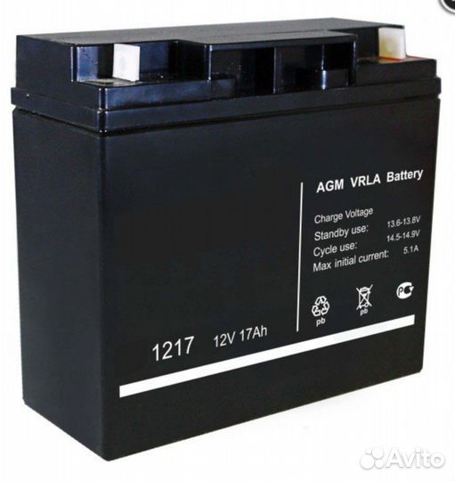 Аккумулятор 12 В, 17 Ач