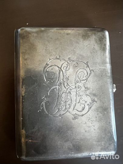 Портсигар серебрянный старинный с рубином