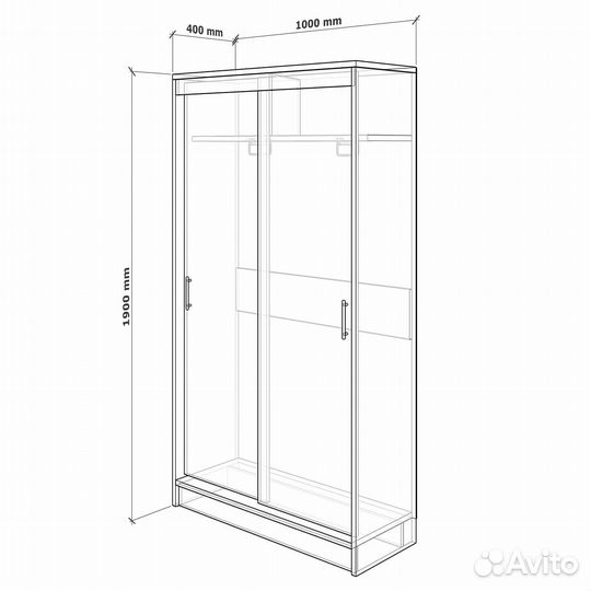 Шкаф-купе Миллениум 2-200c ясень шимо светлый прих