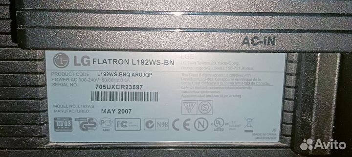 Монитор LG flatron l192ws
