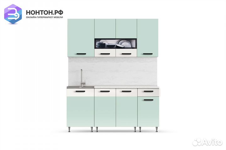 Кухня Рио 1.7 м мята / бежевый