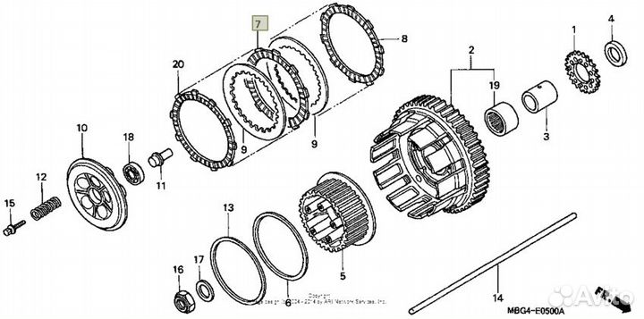 Honda Диск сцепления 22201-MS6-620 аналог 22201-KE1-000 22201-KF0-000 22201-KG0-000 22201-KG0-980 22