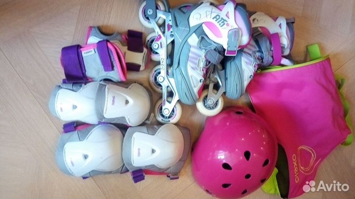 Роликовые коньки детские раздвижные с экипировкой