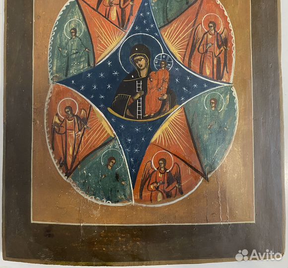 Антикварная старинная икона Неопалимая купина 19 в