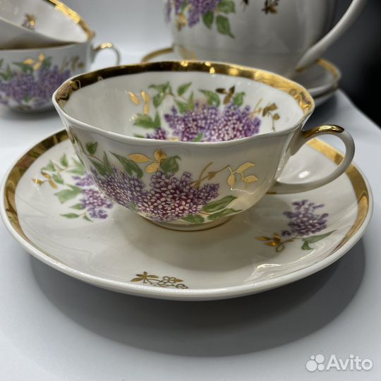 Чайный сервиз сирень Дулево 1968 г СССР (Сзр)