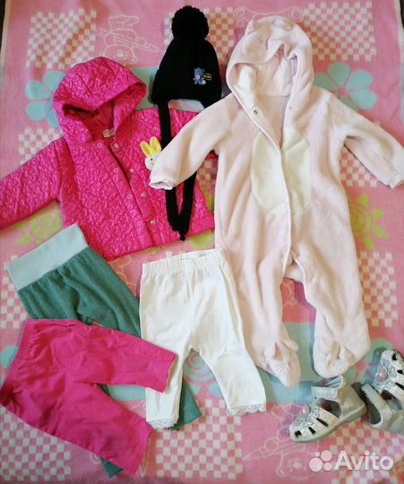 Вещи на девочку 80 см (пакетом)