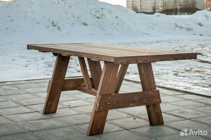 Стол уличный из массива. Садовая мебель