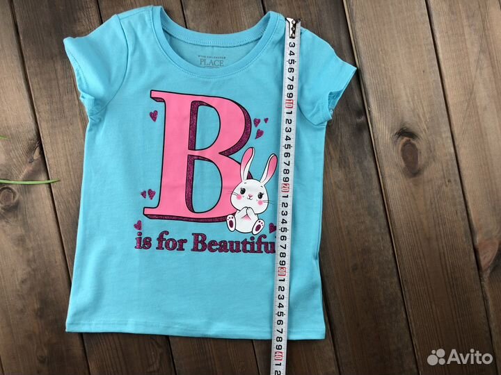Голубая яркая Футболка для девочки новая