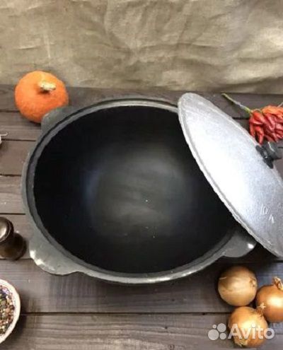 Узбекский чугунный казан 10 л. круглое дно