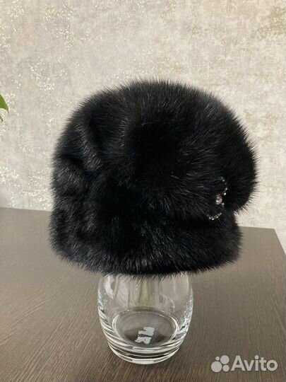 Шапка норковая женская черная бу
