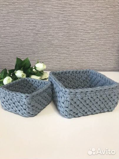 Вязаные корзинки