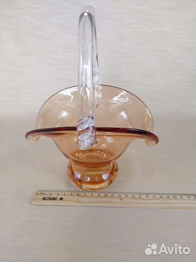 Конфетница Корзинка карамельное стекло