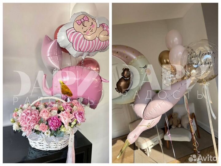 Воздушные шарики для выписки из роддома