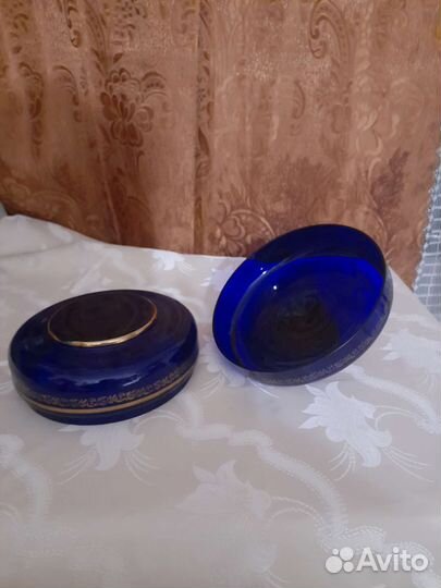 Ваза для фруктов, конфетница богемия, кобальт 1970