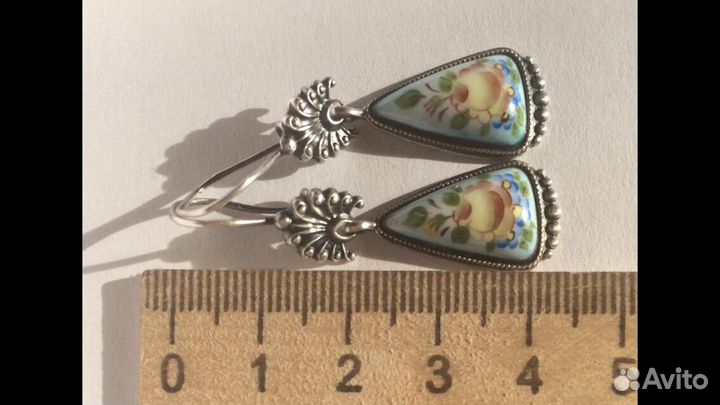 Серебро винтаж. Эмаль роспись