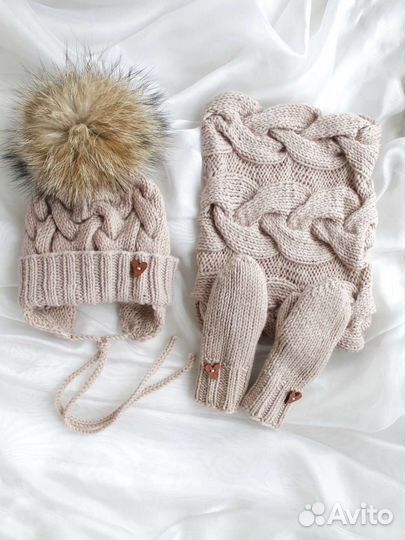 Шапка снуд варежки