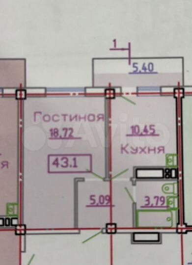 1-к. квартира, 43,1 м², 10/16 эт.