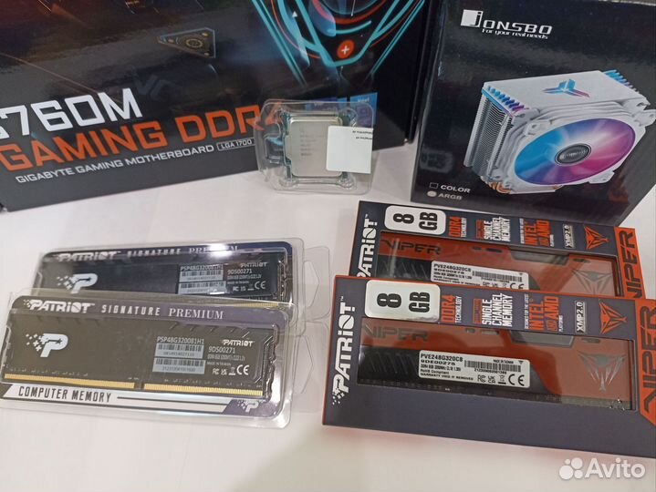 Комплект I5 12400f+DDR4 16Гб+B760M gaming