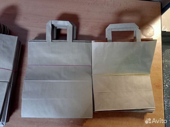 Бумажные пакеты крафт с ручками