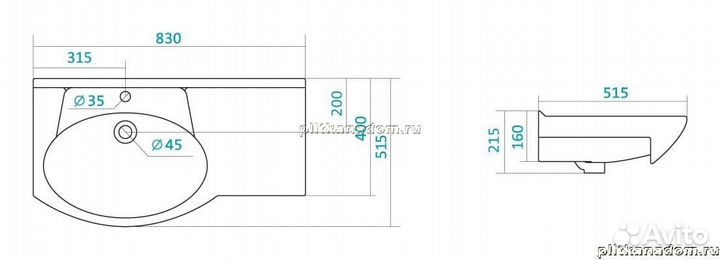Santek Коралл 1WH110228 Умывальник 83, правый
