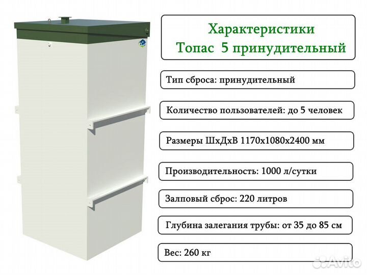 Септик Топас 5 пр принудительный с доставкой