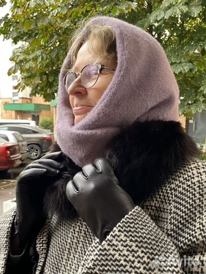 Капор капюшон зимний двухслойный женский на пугови